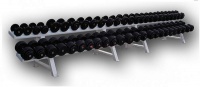 гантельный ряд profigym от 11 до 81 кг, шаг 2,5 кг (28 пар), на двух двухъярусных стеллажах гп-012