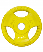 диск обрезиненный bb-201, d=26 мм, желтый, 1,25 кг