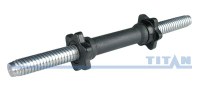 гриф гантельный titan ф26х5 мм, l-400 мм, с эргономичной пластиковой ручкой, з/г
