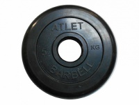 диск обрезиненный d51мм mb barbell atlet 5кг черный